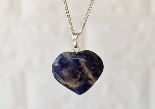 Genuine Sodalite Heart Pendant Necklace | Handmade Crystal Jewelry for Sagittarius | Throat & Third Eye Chakra Healing