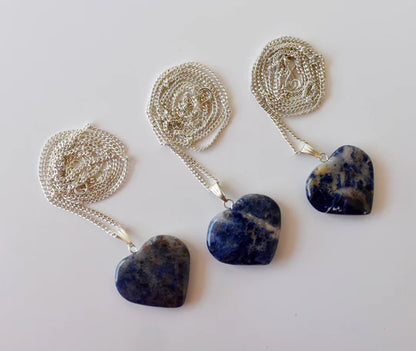 Genuine Sodalite Heart Pendant Necklace | Handmade Crystal Jewelry for Sagittarius | Throat & Third Eye Chakra Healing