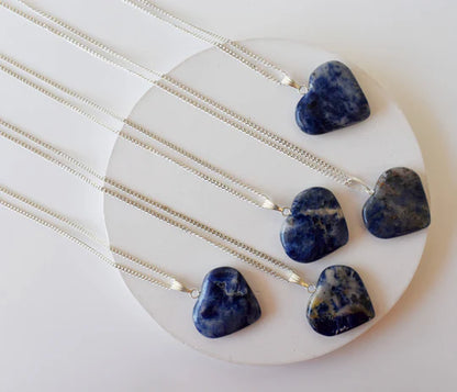 Genuine Sodalite Heart Pendant Necklace | Handmade Crystal Jewelry for Sagittarius | Throat & Third Eye Chakra Healing