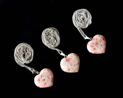 Genuine Sunstone Heart Pendant Necklace | Handmade Crystal Jewelry for Libra & Leo | Sacral & Solar Plexus Chakra Healing